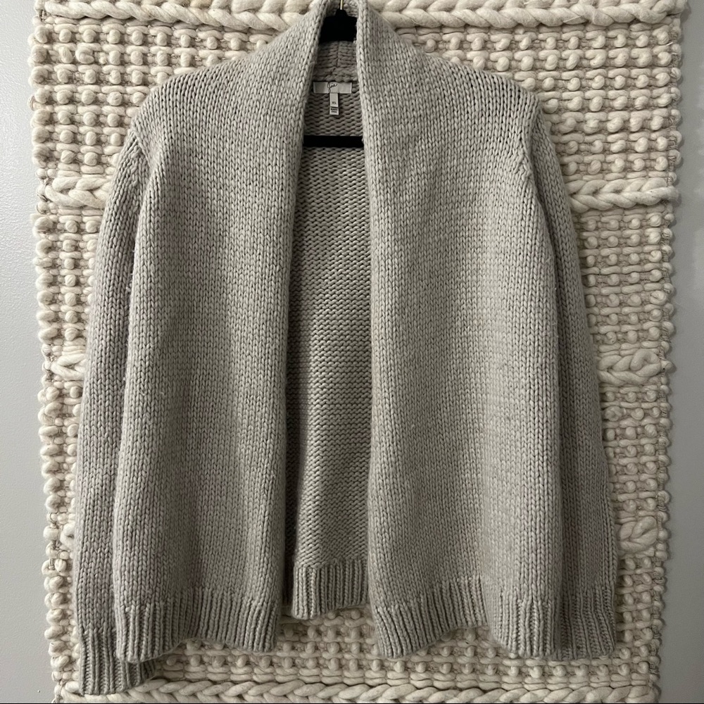 JOIE Brunone Chunky Wool Alpaca Sweater Cardigan Grey X-Small
